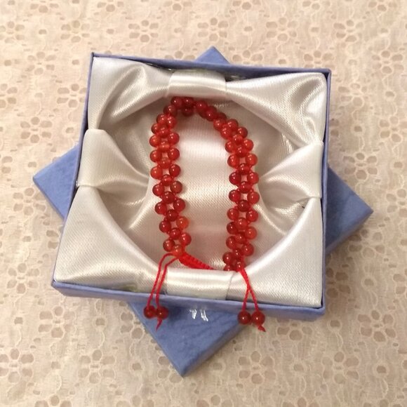 New Natural Red Agate Mini Beads Size 4mm Handmade Bracelet - Picture 6 of 7
